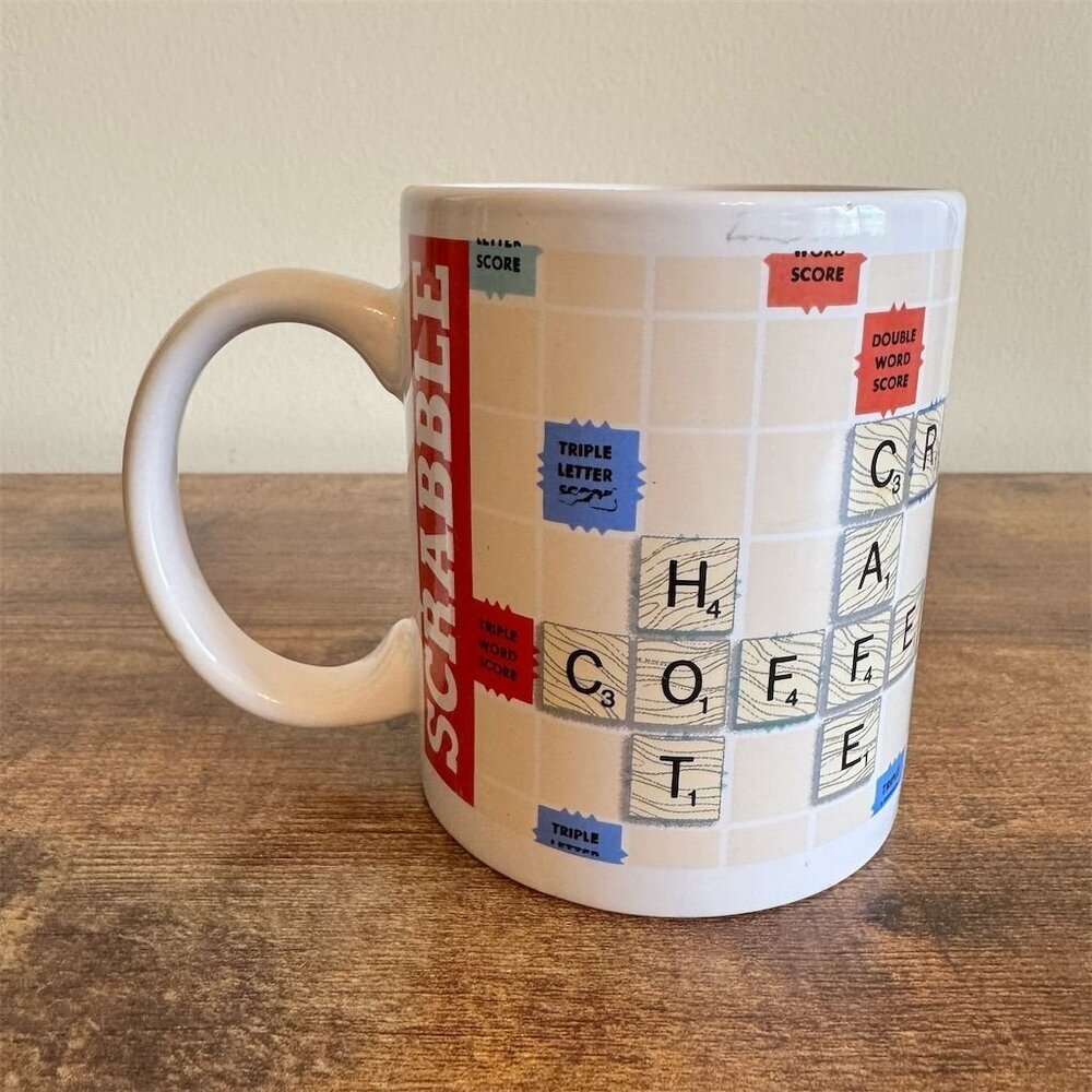 Hasbro Scrabble Coffee Mug Multicolor Word Game Design Ceramic Cup